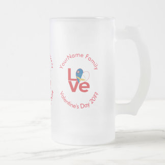 Azoren Rot LOVE Flag Personalisiert  Mattglas Bierglas