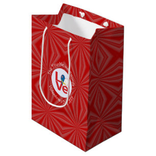 Azoren Rot LOVE Flag Personalisiert Mittlere Geschenktüte