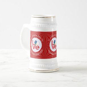 Azoren Rot LOVE Flagge Personalisiert Bierglas