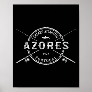 Azoren Vintage gekreuzte Angelruten Poster
