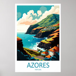 Azoren Vintage-Reiseposter Skigebiet Nationalpark Poster