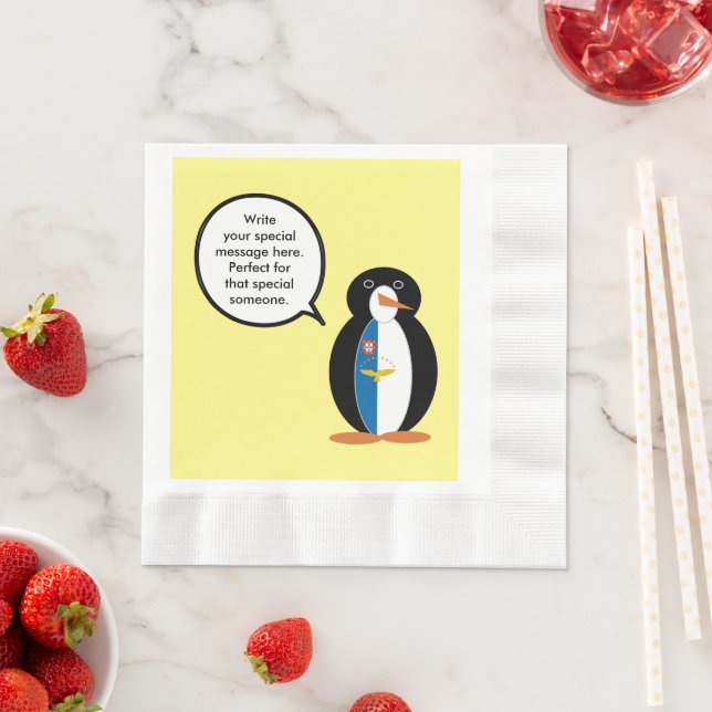 Azoren Vortrag von Penguin Personalisiert Serviette (Beispiel)