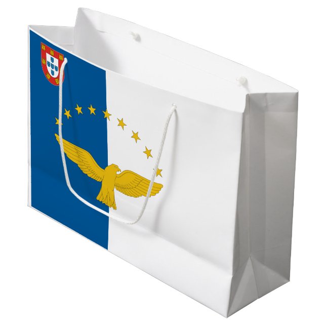 Azorenflagge insgesamt große geschenktüte (Vorderseite Schrägansicht)