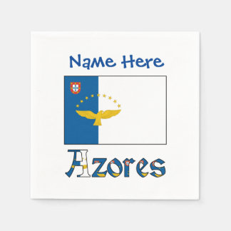 Azores Azorean Flag Blue Personalized Name Serviette