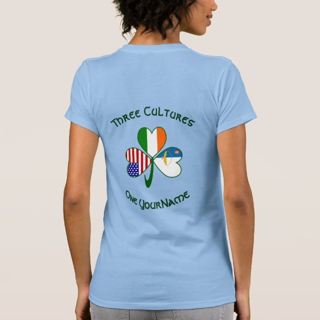 Azores Ireland USA Shamrock Flag Personalize Women T-Shirt (Rückseite)