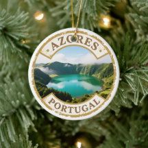Azores Portugal Travel Badge Ornament – Two-Sided 