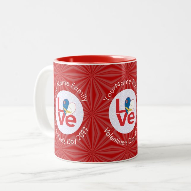 Azores Rote Liebe Herz Personalisiert Zweifarbige Tasse (Vorderseite Links)