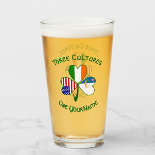 Azorisch Irisch Amerikanische Flaggen Shamrock Per Glas