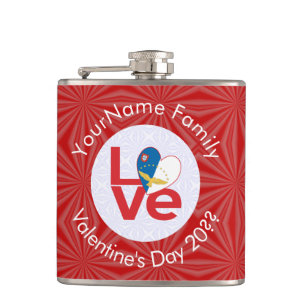 Azorische LOVE-Herd-Flagge Valentinstag Personalis Flachmann