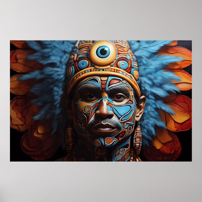 Aztec Abstrakt Vibranal Fusion Art Poster (Vorne)