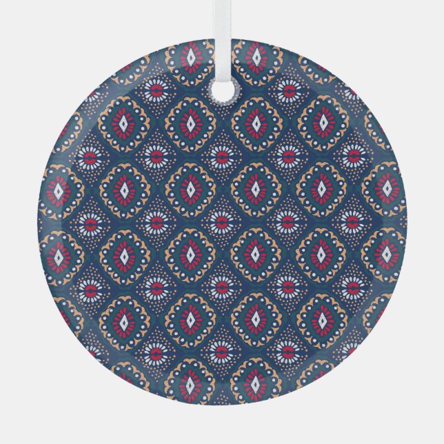 Aztec Allure: Stamm gestreift Elegance Ornament Aus Glas (Vorderseite)