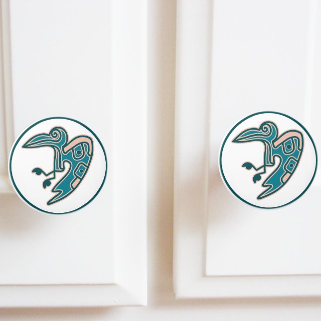 Aztec Aquamarin Green Bird Motif Keramikknauf (Von Creator hochgeladen)