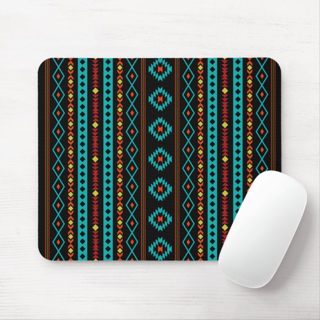 Aztec Aquamarin Reds Gelb-Schwarz Mixed Motive V M Mousepad (Mit Mouse)