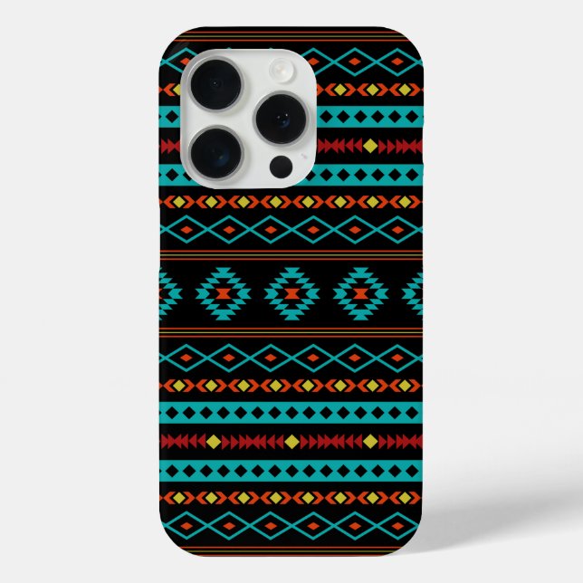 Aztec Aquamarin Reds Gelbes Schwarzes Mixed Motifs Case-Mate iPhone Hülle (Rückseite)