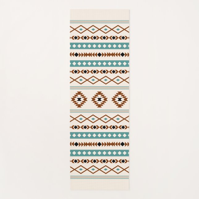 Aztec Aquamarin Terracotta Blk Crm Mixed Motifs Mu Yogamatte (Vorderseite)