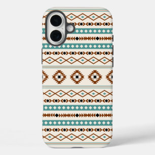 Aztec Aquamarin Terracotta Schwarzes Creme Mixed M iPhone 16 Plus Hülle