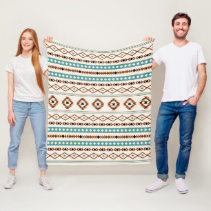 Aztec Aquamarin Terracotta Schwarzes Creme Mixed M Fleecedecke