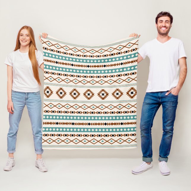 Aztec Aquamarin Terracotta Schwarzes Creme Mixed M Fleecedecke (Beispiel)