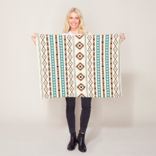 Aztec Aquamarin Terracotta Schwarzes Creme Mixed M Fleecedecke