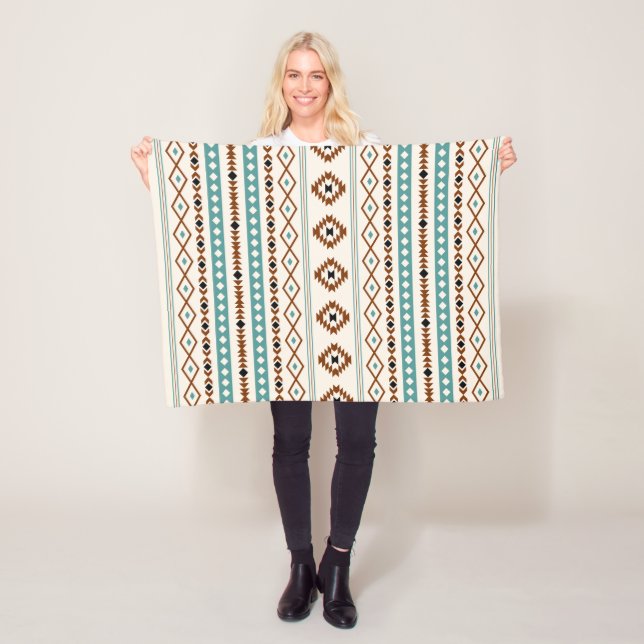 Aztec Aquamarin Terracotta Schwarzes Creme Mixed M Fleecedecke (Beispiel)
