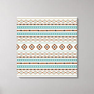Aztec Aquamarin Terracotta Schwarzes Creme Mixed M Leinwanddruck