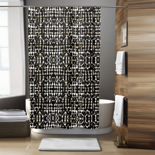 Aztec Black Boho Duschvorhang