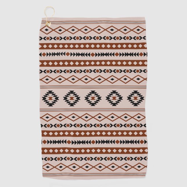 Aztec Black Browns Taupe Mixed Motifs Muster Golfhandtuch (Vorderseite)