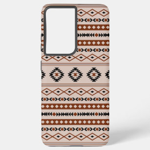 Aztec Black Browns Taupe Mixed Motifs Muster Samsung Galaxy Hülle