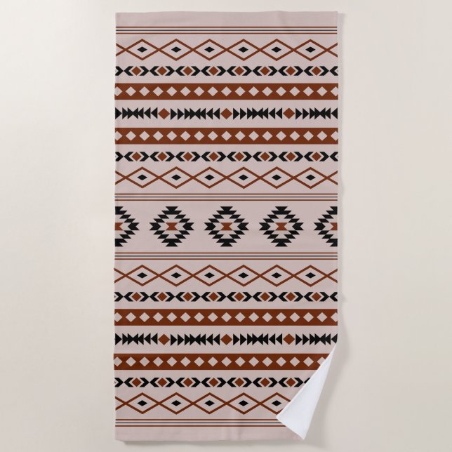 Aztec Black Browns Taupe Mixed Motifs Muster Strandtuch (Vorderseite)