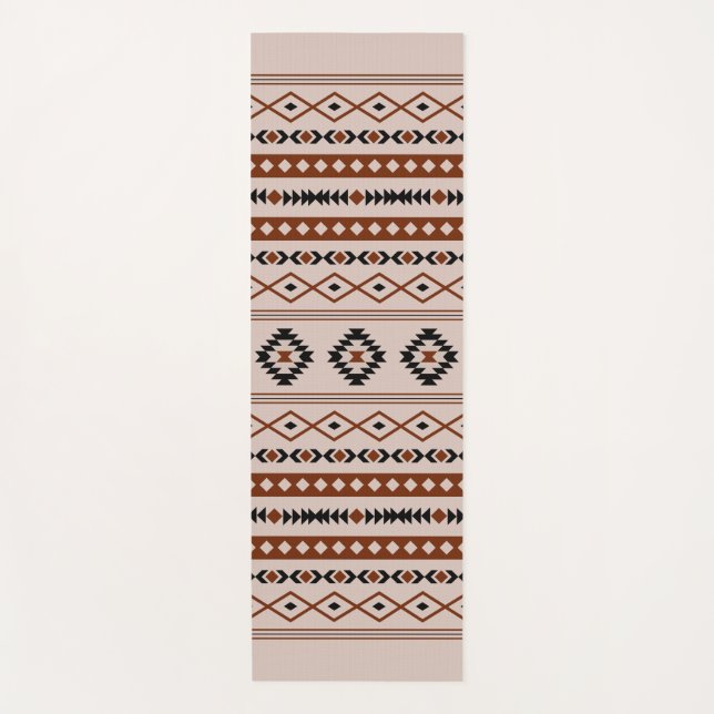 Aztec Black Browns Taupe Mixed Motifs Muster Yogamatte (Vorderseite)