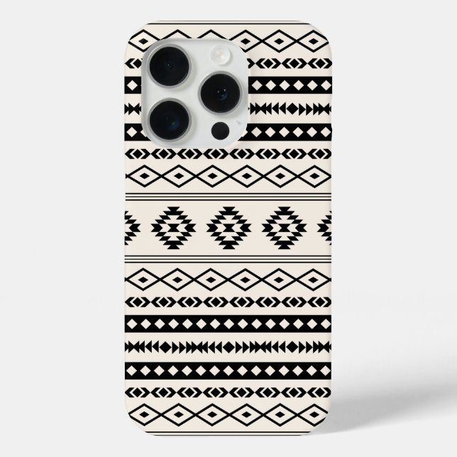 Aztec Black on Cream Mixed Motifs Muster Case-Mate iPhone Hülle (Rückseite)