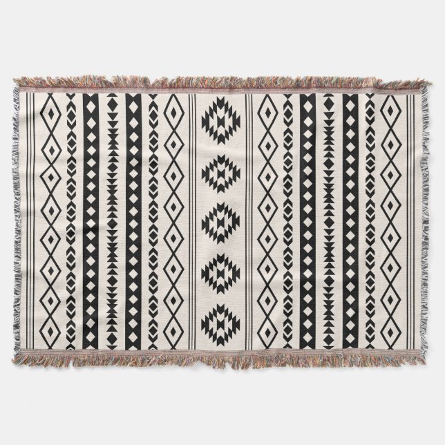 Aztec Black on Cream Mixed Motifs (V)-Muster Decke (Vorderseite)
