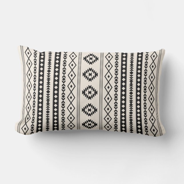 Aztec Black on Cream Mixed Motifs (V)-Muster Kissen Für Draußen (Vorderseite)