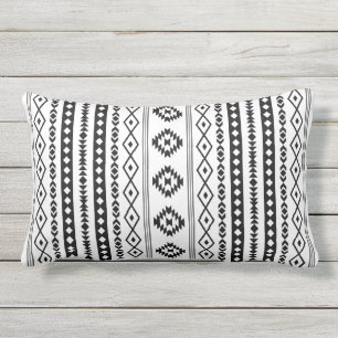 Aztec Black on White Mixed Motifs (V) Muster Kissen Für Draußen