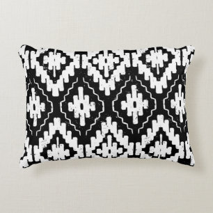 Aztec Black-White: Vintage Ethnic Print. Dekokissen