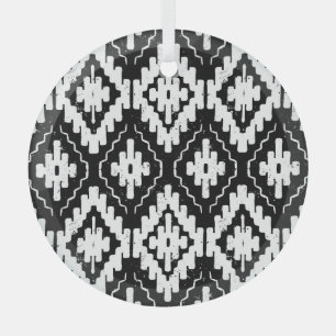 Aztec Black-White: Vintage Ethnic Print. Ornament Aus Glas