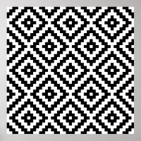 Aztec Block Symbol Big Ptn Black & White I