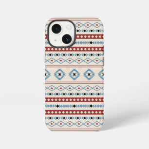 Aztec Blue Red Black Cream Mixed Motifs Muster iPhone 13 Mini Hülle