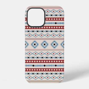 Aztec Blue Red Black Cream Mixed Motifs Muster iPhone 12 Hülle