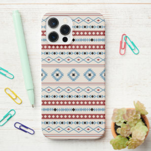 Aztec Blue Red Black Cream Mixed Motifs Muster iPhone 12 Pro Max Hülle