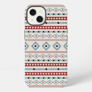 Aztec Blue Red Black Cream Mixed Motifs Muster iPhone 13 Hülle
