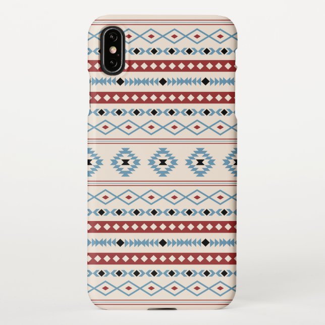 Aztec Blue Red Black Cream Mixed Motifs Muster iPhone Hülle (Rückseite)