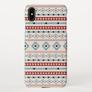 Aztec Blue Red Black Cream Mixed Motifs Muster iPhone Hülle