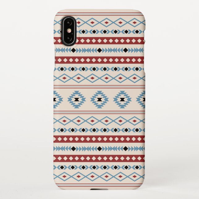 Aztec Blue Red Black Cream Mixed Motifs Muster iPhone Hülle (Rückseite)