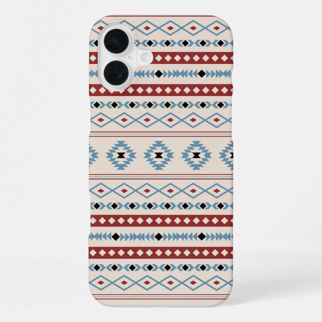 Aztec Blue Red Black Cream Mixed Motifs Muster iPhone Hülle (Rückseite)