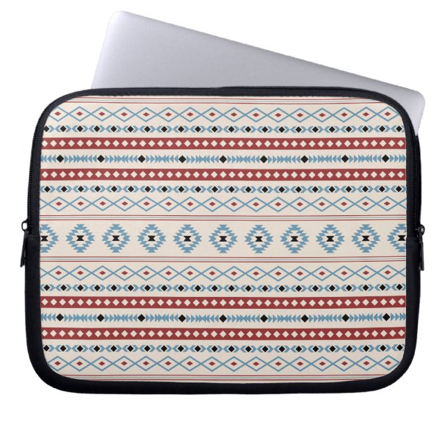 Aztec Blue Red Black Cream Mixed Motifs Muster Laptopschutzhülle (Vorderseite)