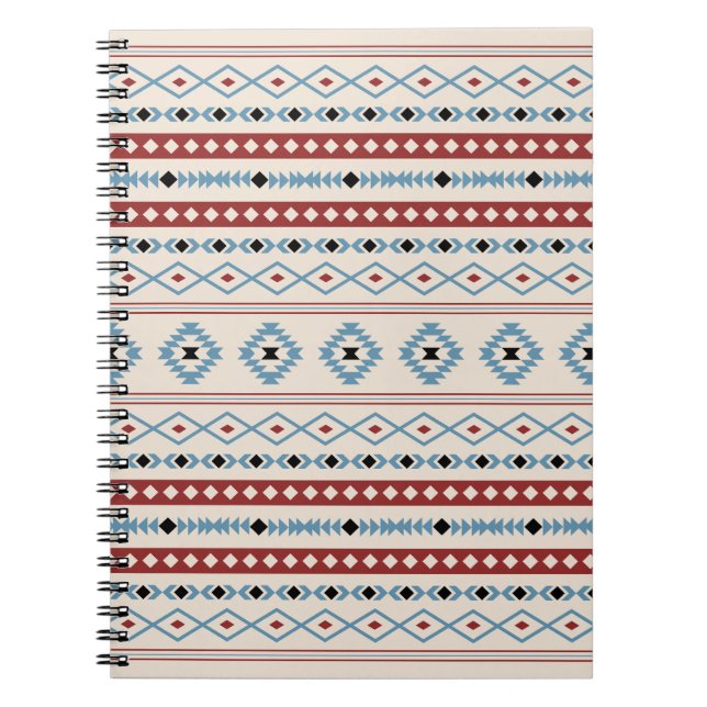 Aztec Blue Red Black Cream Mixed Motifs Muster Notizblock (Vorderseite)