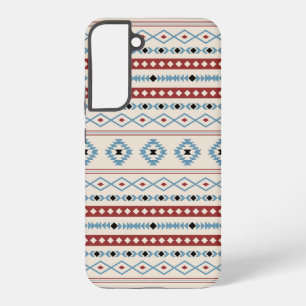 Aztec Blue Red Black Cream Mixed Motifs Muster Samsung Galaxy Hülle