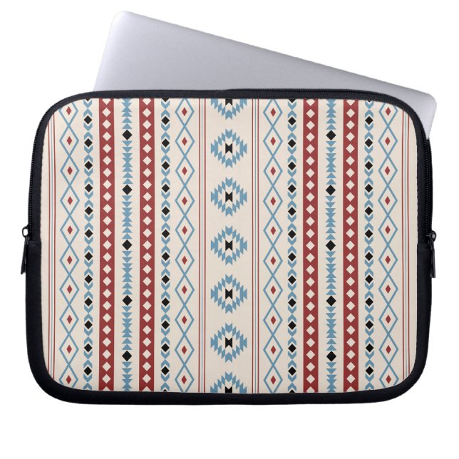 Aztec Blue Red Black Cream Mixed Motifs V Muster Laptopschutzhülle (Vorderseite)