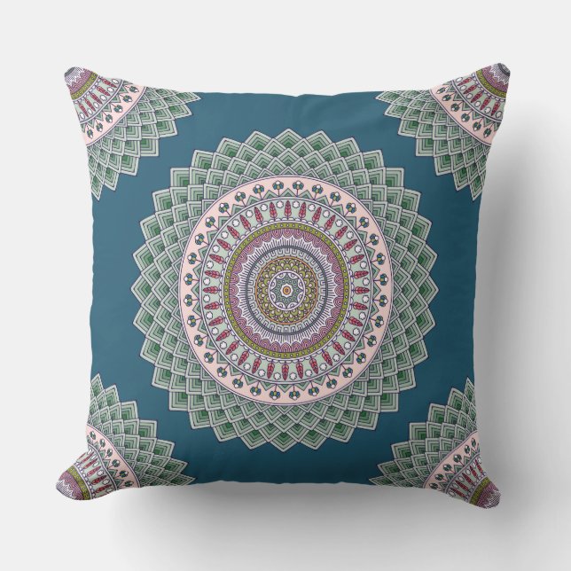 Aztec Blue Reversible Decorative Pillow Kissen (Vorderseite)